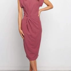 Levency New In Solid Twist Sleeveless Dress