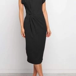 Levency New In Solid Twist Sleeveless Dress