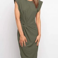 Levency New In Solid Twist Sleeveless Dress