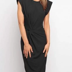 Levency New In Solid Twist Sleeveless Dress