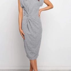 Levency New In Solid Twist Sleeveless Dress