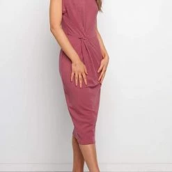 Levency New In Solid Twist Sleeveless Dress