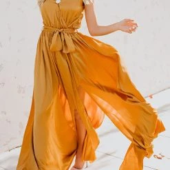 Levency V Neck Sleeveless Slit Wrap Maxi Dress New In