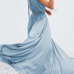 Levency V Neck Sleeveless Slit Wrap Maxi Dress New In