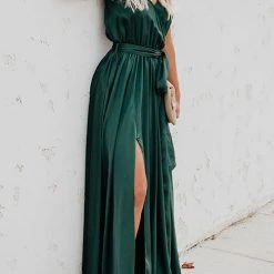 Levency V Neck Sleeveless Slit Wrap Maxi Dress New In