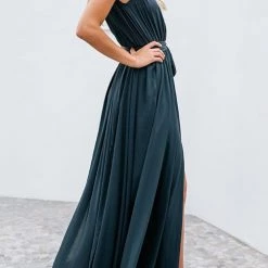 Levency V Neck Sleeveless Slit Wrap Maxi Dress New In