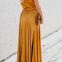 Levency V Neck Sleeveless Slit Wrap Maxi Dress New In