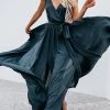 Levency V Neck Sleeveless Slit Wrap Maxi Dress New In