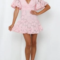 Levency Hollow Lace V Neck Mini Dress New In