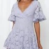 Levency Hollow Lace V Neck Mini Dress New In