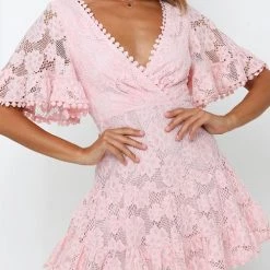 Levency Hollow Lace V Neck Mini Dress New In