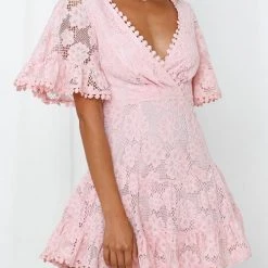 Levency Hollow Lace V Neck Mini Dress New In