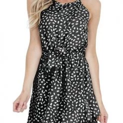 Levency Print Ruffles Belted Slip Mini Dress New In