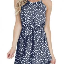 Levency Print Ruffles Belted Slip Mini Dress New In