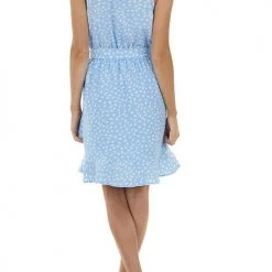 Levency Print Ruffles Belted Slip Mini Dress New In