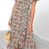 Levency New In Floral Ruffles Print Wrap Maxi Dress