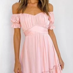 Levency Off Shoulder Ruffles Mini Dress