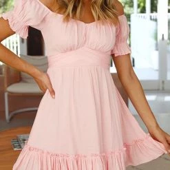 Levency Off Shoulder Ruffles Mini Dress