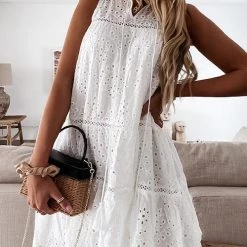 Levency Hollow Ruffles Sleeveless Mini Dress