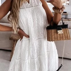 Levency Hollow Ruffles Sleeveless Mini Dress