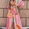 Levency New In Print Drawstring Bat Maxi Dress