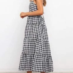 Levency Plaid Backless Slip Maxi Dress New In 49 Levency Plaid Backless Slip Maxi Dress New In