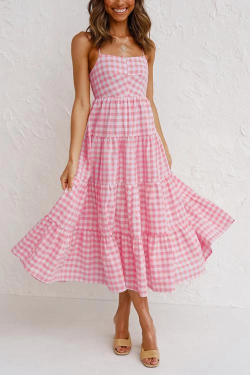 Levency Plaid Backless Slip Maxi Dress New In 19 Levency Plaid Backless Slip Maxi Dress New In