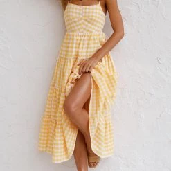 Levency Plaid Backless Slip Maxi Dress New In 54 Levency Plaid Backless Slip Maxi Dress New In