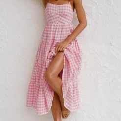 Levency Plaid Backless Slip Maxi Dress New In 50 Levency Plaid Backless Slip Maxi Dress New In