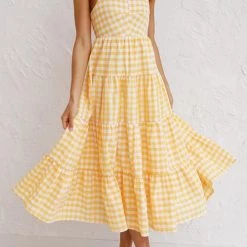 Levency Plaid Backless Slip Maxi Dress New In 36 Levency Plaid Backless Slip Maxi Dress New In