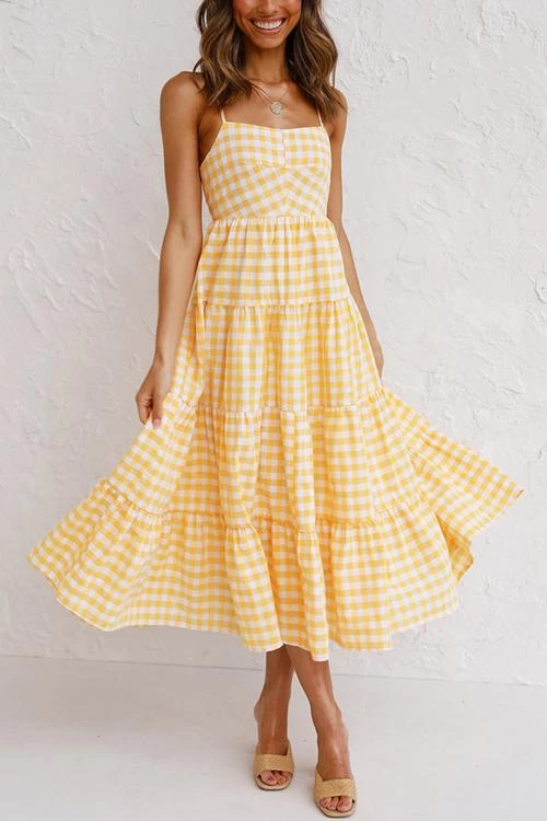 Levency Plaid Backless Slip Maxi Dress New In 9 Levency Plaid Backless Slip Maxi Dress New In