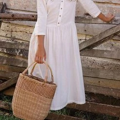 Levency O Neck Button Half Sleeve Dress New In