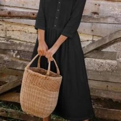 Levency O Neck Button Half Sleeve Dress New In