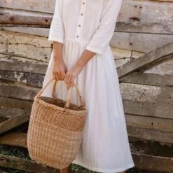 Levency O Neck Button Half Sleeve Dress New In