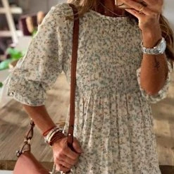 Levency Floral Print O Neck Maxi Dress 8 Levency Floral Print O Neck Maxi Dress