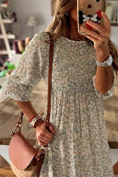 Levency Floral Print O Neck Maxi Dress 3 Levency Floral Print O Neck Maxi Dress