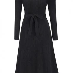 Levency New In Swing O Neck Long Sleeve Midi Sweater Dress