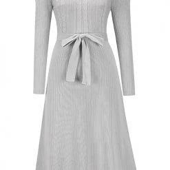 Levency New In Swing O Neck Long Sleeve Midi Sweater Dress