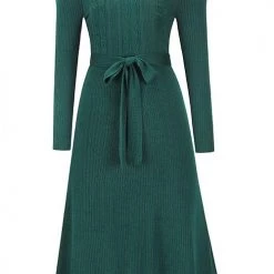 Levency New In Swing O Neck Long Sleeve Midi Sweater Dress