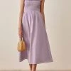 Levency Elastic Ruffles Square Neck Midi Dress