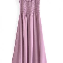 Levency Elastic Ruffles Square Neck Midi Dress