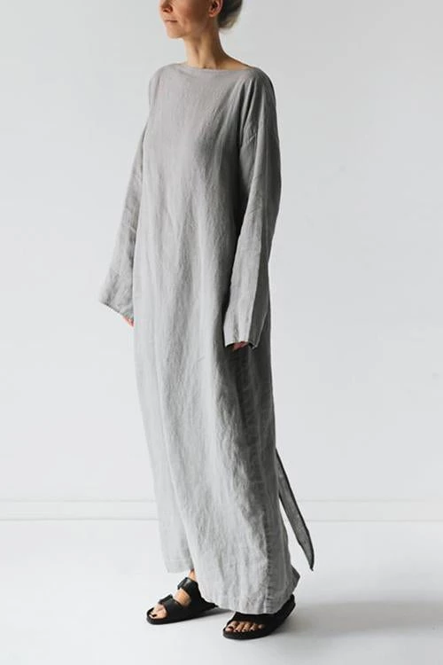 Levency New In Linen Tie Belt Long Sleeve Maxi Dress 6 Levency New In Linen Tie Belt Long Sleeve Maxi Dress