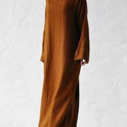 Levency New In Linen Tie Belt Long Sleeve Maxi Dress 12 Levency New In Linen Tie Belt Long Sleeve Maxi Dress