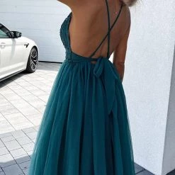 Levency New In Lace Mesh Bow Backless Slip Maxi Dress