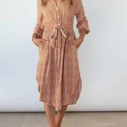 Levency New In Floral Button Bleted Long Shirt Dress