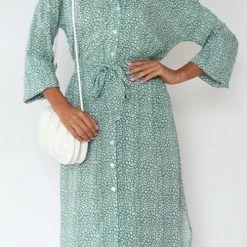 Levency New In Floral Button Bleted Long Shirt Dress