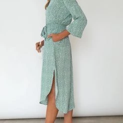 Levency New In Floral Button Bleted Long Shirt Dress