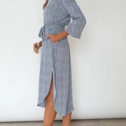 Levency New In Floral Button Bleted Long Shirt Dress