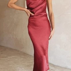 Levency Ruched One Shoulder Slip Midi Dress