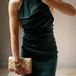 Levency New In Ruched Backless Slip Mini Dress